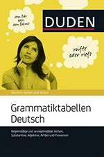 Grammatiktabellen Deutsch: regelmäßige und unregelmäßige Verben, Substantive, Adjektive, Artikel und Pronomen